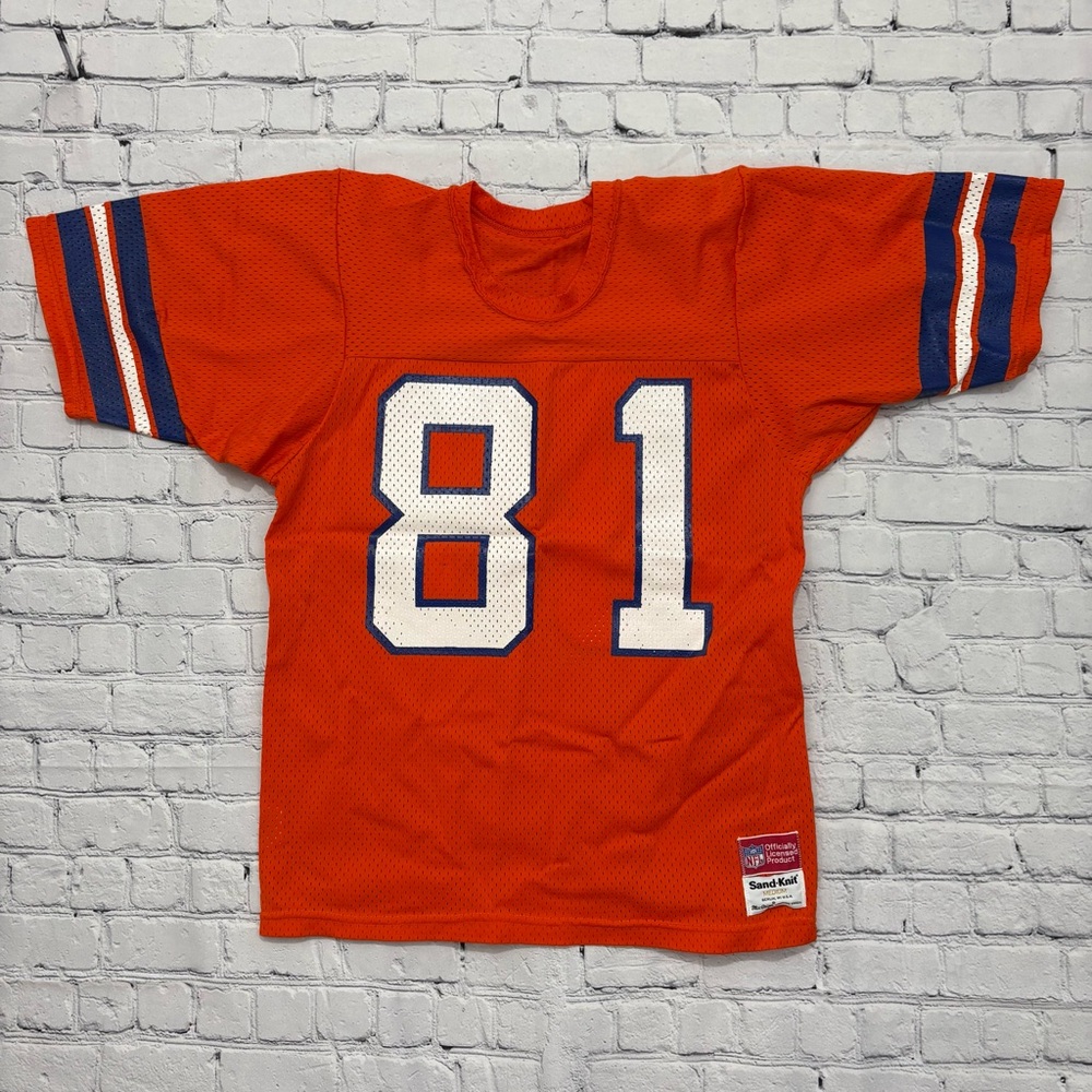 Vintage NFL Sand-Knit Denver Broncos Orange Jersey #81 Steve Watson Size Medium